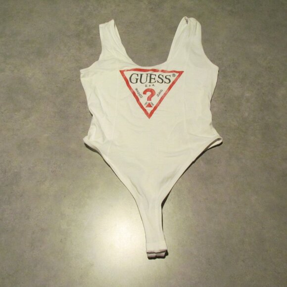 Guess Tanktop Bodysuit Womens Extra Small White Red - Picture 1 of 6